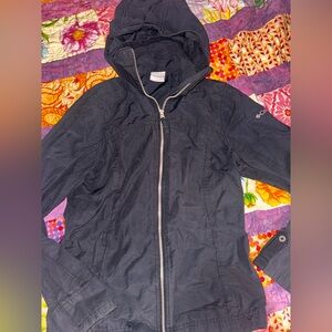 Solid Black Size Small Women’s Columbia Jacket with Hood Full Zip Style #02154